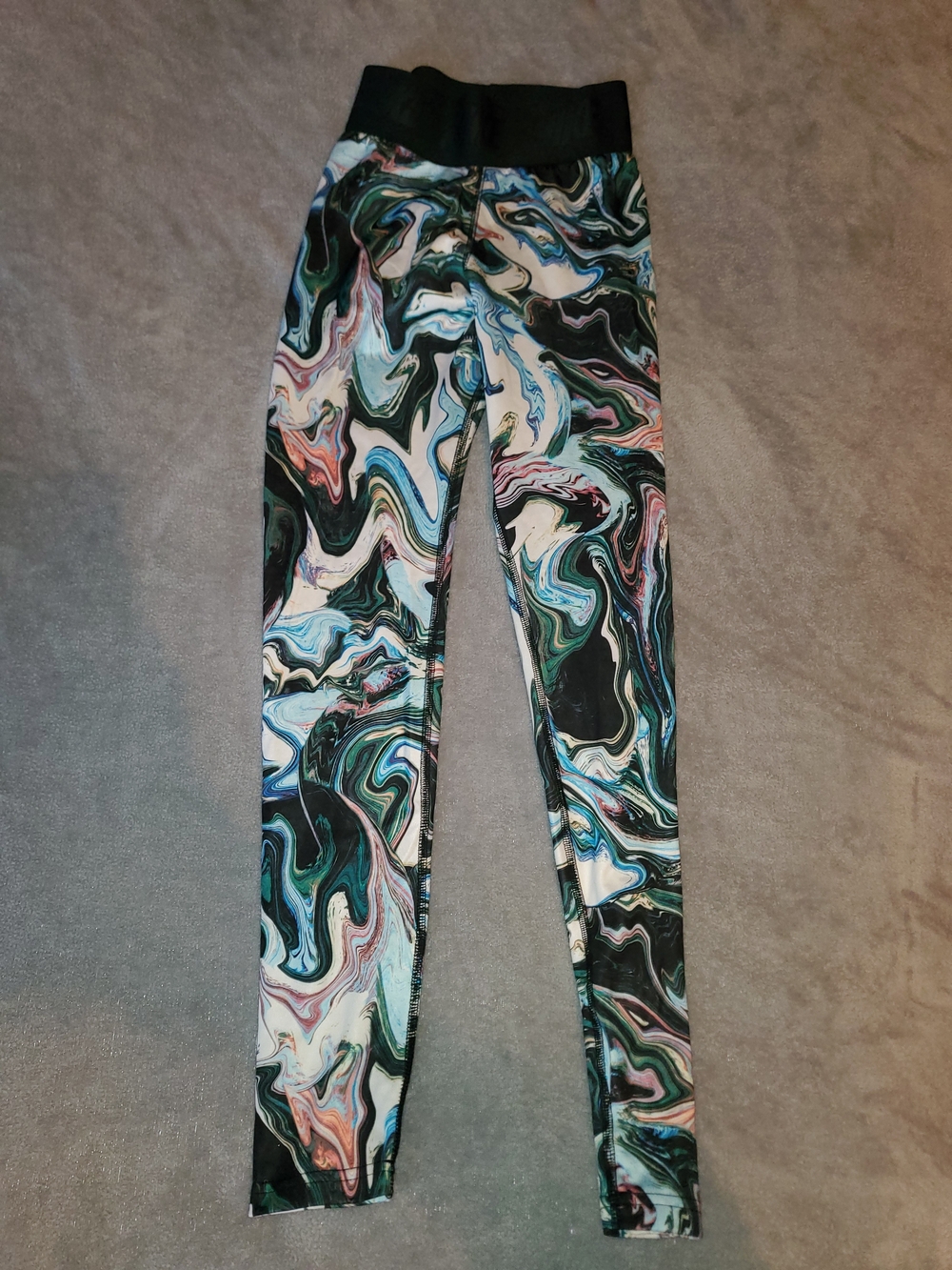 Nike Marble-Print Leggings - Black, White, Green, Blue